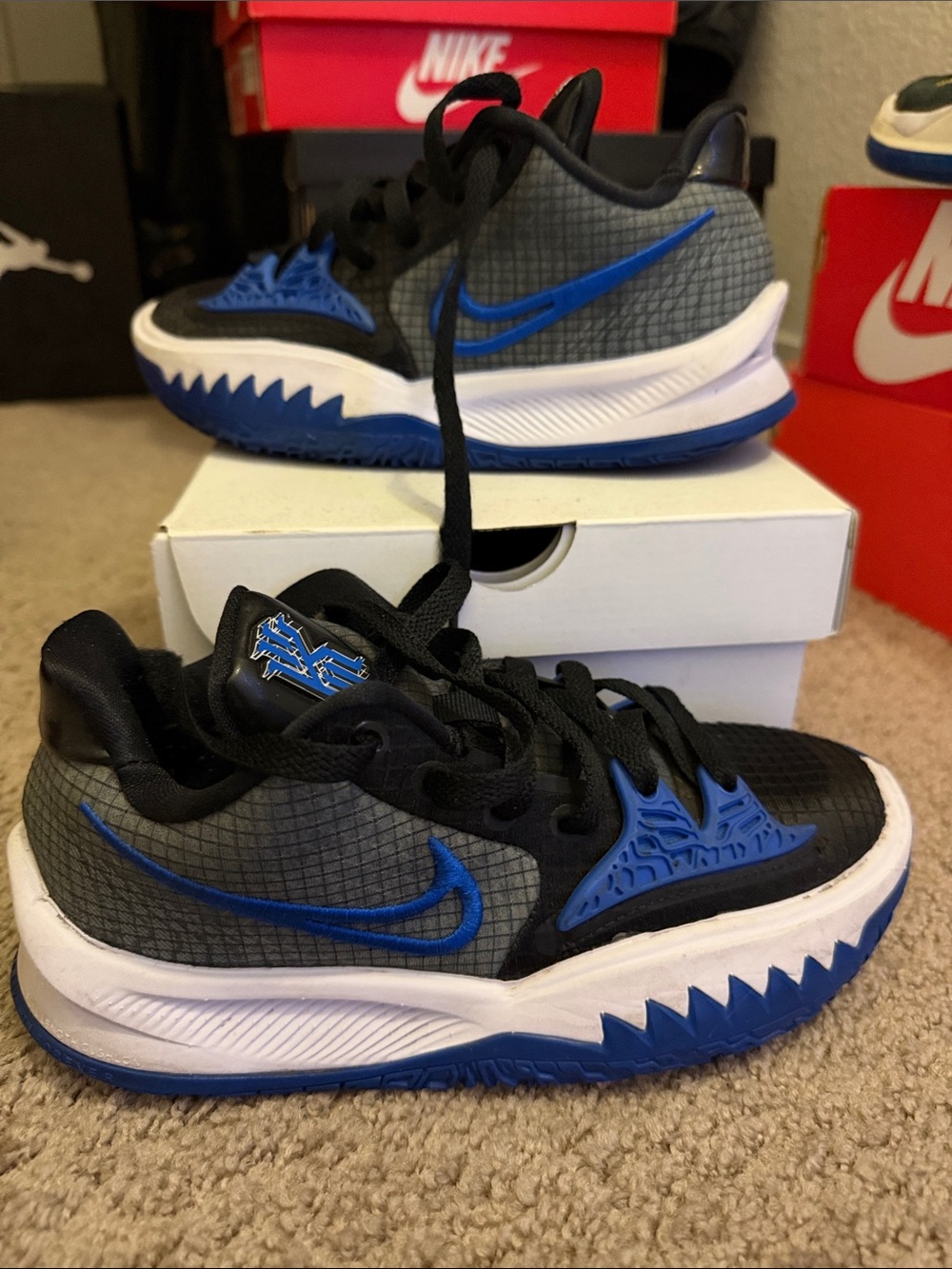 Nike Kyrie 4 low TB Kids Black and Blue Basketball Sneakers